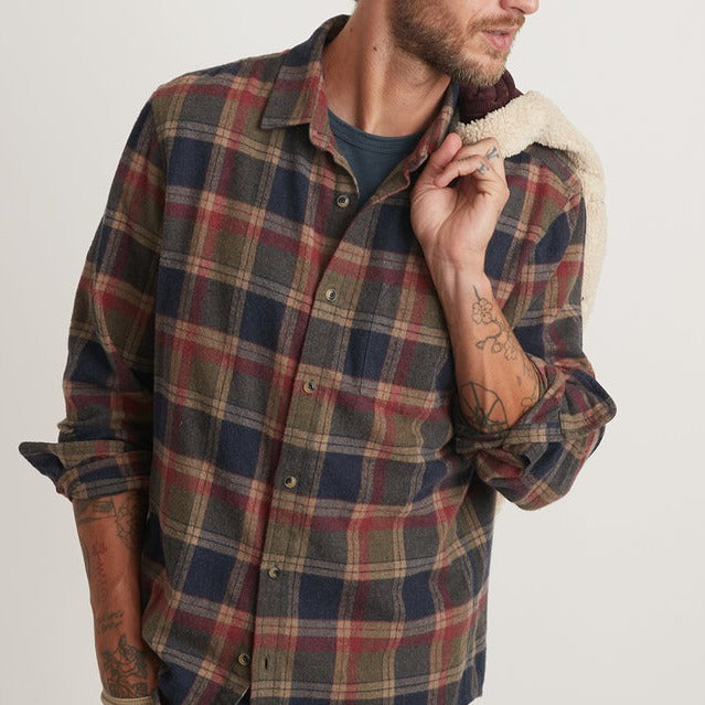 Classic Fit Long Sleeve Balboa Button Down in Olive Plaid