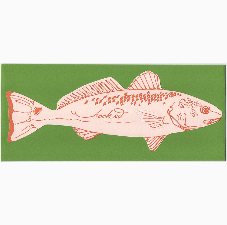 letterpress Hooked Fish die cut card
