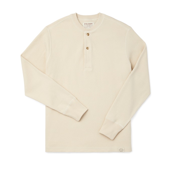WAFFLE KNIT HENLEY - SAND