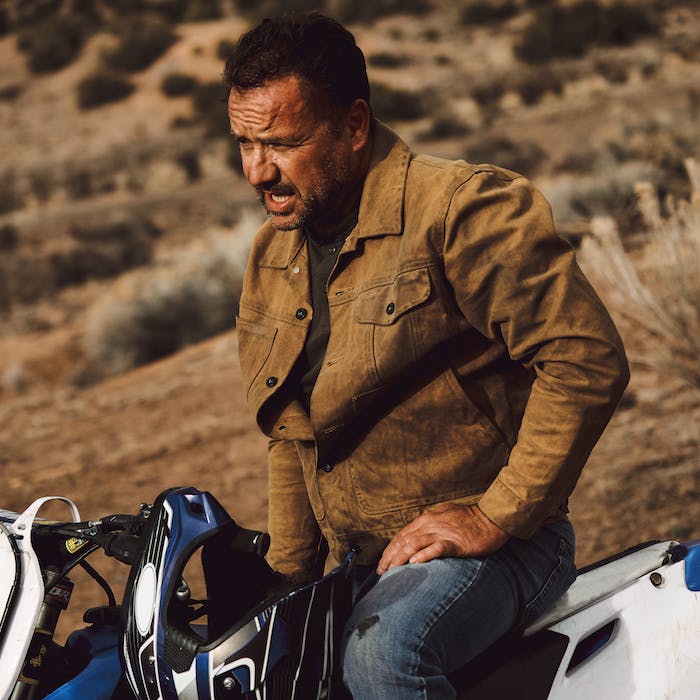 Dark Tan Filson Canvas Short Cruiser Jacket TIN CLOTH SHORT LINED