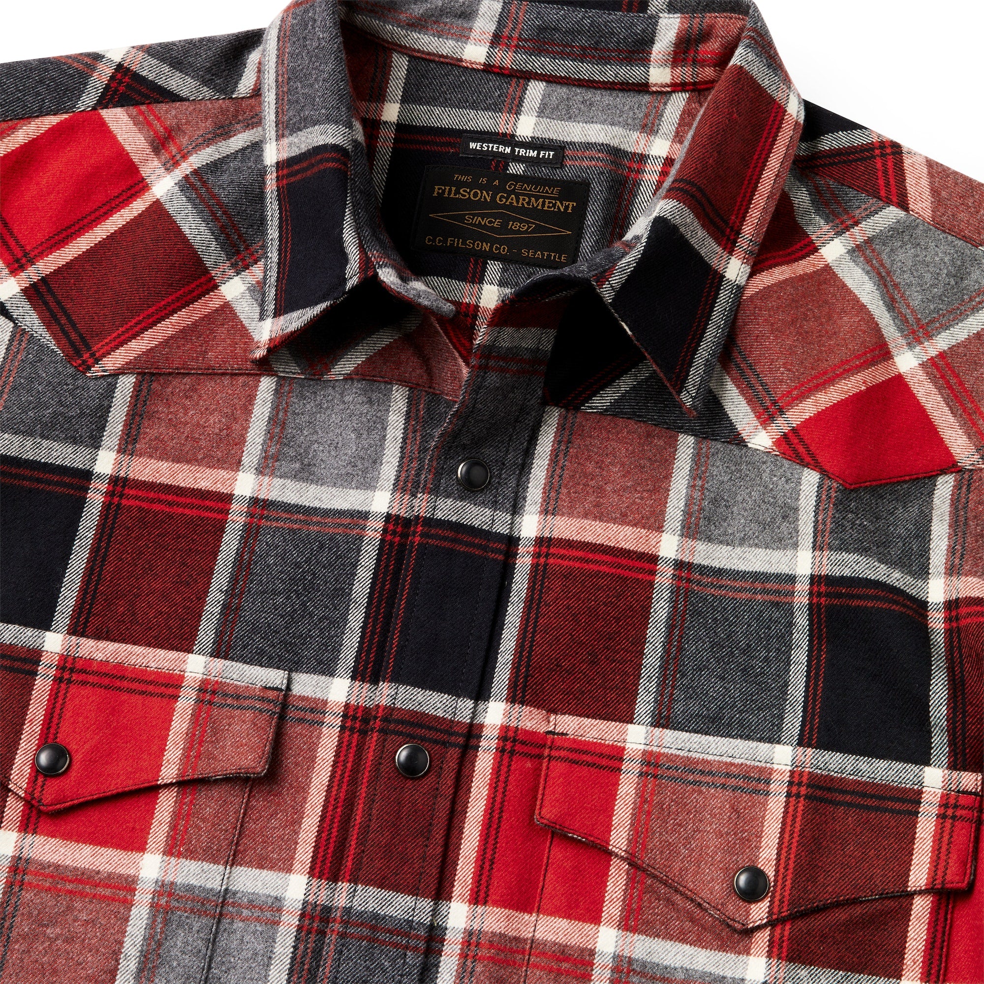 WESTERN FLANNEL SHIRT - Red/Dark Charcoal Plaid
