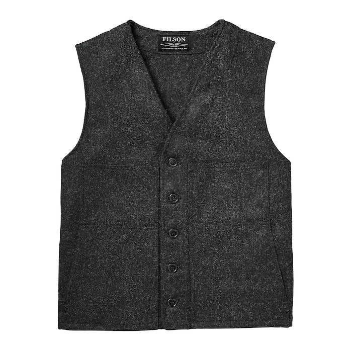 MACKINAW WOOL VEST - BLACK CHARCOAL ROPE