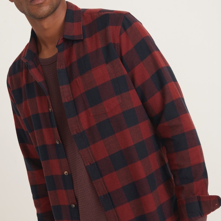 CLASSIC FIT LS BALBOA BUTTON DOWN (STRETCH) - NAVY/RED