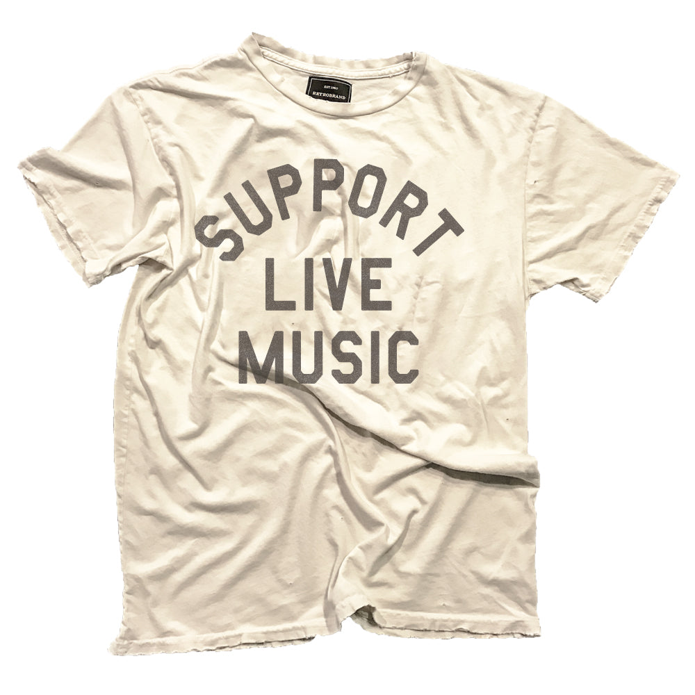 Support Live Music Antique White Black Label Tee